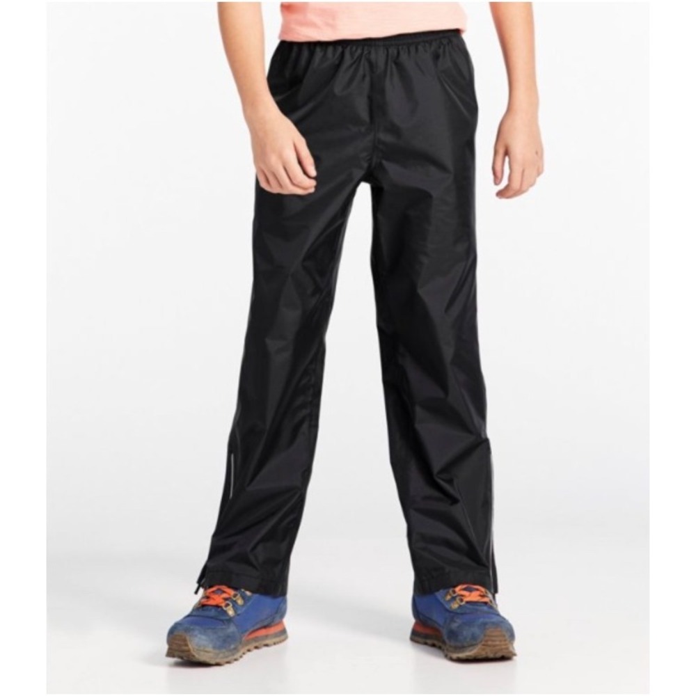 L.L.Bean Kids Trail Model Rain Pants Black Sz 16 Waterproof Nylon Hiking Outdoor